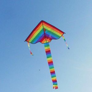 Kleurrijke Regenboog Kite Lange Staart Nylon Outdoor Vliegers Vliegen Speelgoed Voor Kinderen Kids Kite Surf Met 30M Kite Lijn