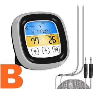 Digitale Bbq Koken Oven Thermometer Vlees Keuken Voedsel Temperatuur Meter Voor Grill Timer Functie Met Rvs Probe