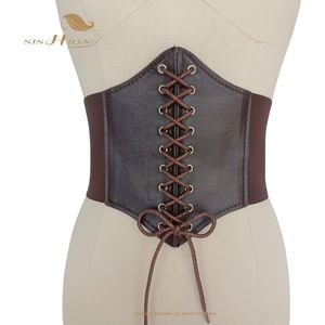 Sishion Gaine Amincissante Femme VD2596 Lace Up Steampunk Brede Taille Zwart Wit Koffie Underbust Corset Riem