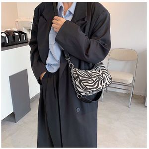 Zebra Patroon Vrouwen Hobos Onderarm Zak Dames Ketting Kleine Schouder Messenger Bags Vintage Vrouwelijke Clutch Purse Handtassen