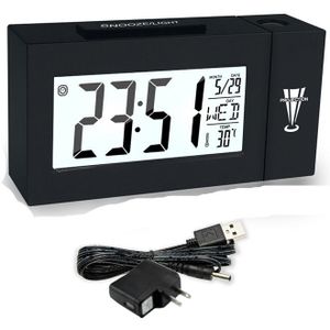 Wekker Met Thermometer Kalender Datum Display Veranderende Snooze Led Tafel Klok Met Eu Us Plug, Projectie Digitale Klok