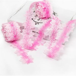 4.5 cm 5 Yard Flower Lace Trim Borduren Naaien Stof Lint Tape Voor DIY Accessoires, Wrap, 5Yc2132