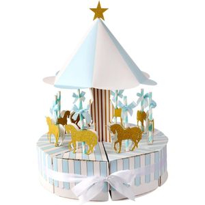 Ourwarm Carrousel Papier Geschenkdoos Bruiloft Gunsten En Eenhoorn Party Baby Shower Snoep Doos Verjaardagsfeestje Decoraties Kids