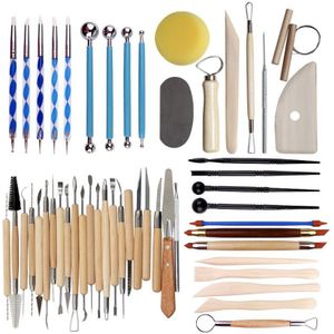 30/42/45/51/56Pcs Diy Art Klei Aardewerk Tool Set Craft Beeldhouwen Kit Aardewerk & Keramiek Houten Handvat Boetseerklei Gereedschap