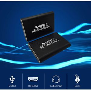 4K Hd Video Capture Card USB3.0 1080P 60FPS Obs Game Recorder Apparaat Met Mic In Audio In/out Interface Plug En Play