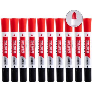 10 stks/partij twee kleuren Uitwisbare Whiteboard Marker pen Blauw Rood zwart kleur pennen voor witte boord Kantoor schoolbenodigdheden FB702