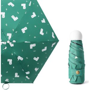 YADA Cartoon Groene Alpaca Licht Mini Paraplu Regenachtige Vijf Pocket Opvouwbare Paraplu Voor Vrouwen Mannen UV Waterdichte Paraplu YD276