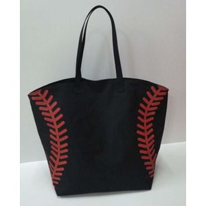 Super grote Softbal Honkbal katoen meisjes tote team spelers accessoires zwart handtassen
