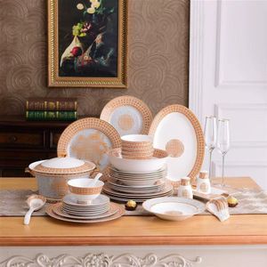 Luxe Bone China Diner Platen Porselein Serveren Gerechten Keuken Servies Europese Home Decor Eten Dessert Platter