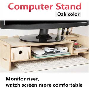 Laptop Bureau Riser Organisator Opbergrek Plank Computer Monitor Riser Stand Toetsenbord Desktop Organe Houten Monitor Stand