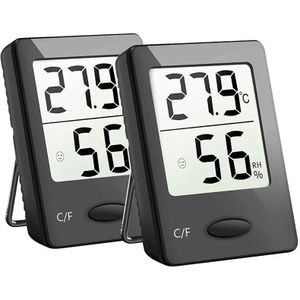 Vochtigheid Gauge, Kamer Thermometer Hygrometer, Mini Indoor Thermometer Met Air Comfort Indicator, Zwart
