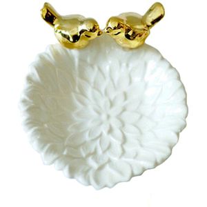 Sieraden Lade Elegante Keramische Goud Vogels Bloem Schotel Organisator Decoratieve Display Opslag Sieraden Display Ring Armbanden Houder
