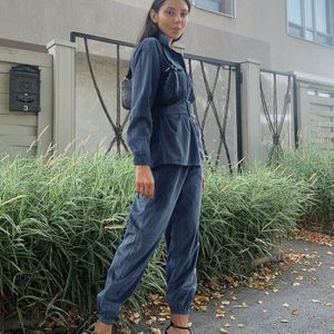 Ootn Corduroy Tweedelige Set Vrouwen Outfits Lange Mouw Top Vrouwelijke Broek Pak Sjerpen Zakken Casual Herfst Winter Broek