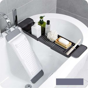 Bad Houder Telefoon Afvoer Rekken Uitschuifbare-Bad-Caddy-Bad-Bad-Plank-Rack-Lade-Badkamer-Houder-Opslag-Organiser