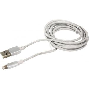 Zilveren Ht-Zilver Luxe Lightning Kabel Met 1,5 Meter Mfi Certificaat. Opladen En Synchroniseren Tegelijk.