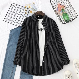 H. sa Voorjaar Vrouwen Casual Gestreepte Blouse En Shirts Lange Mouw Gestreepte Solid Tops Open Stitch Dames Tops Blusas mujer