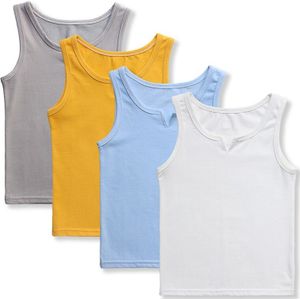 4 Stuks Kids Top Tanks Gebreide Katoenen Zomer Peuter Jongens Meisjes Kleding Elastische Solid Pure Katoen Kinderen Top Tanks Set