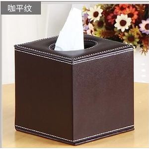 Europese retro stijl tissue cover box hout + PU leer tissue organizer toiletpapier servet houder voor woondecoratie PZJH042