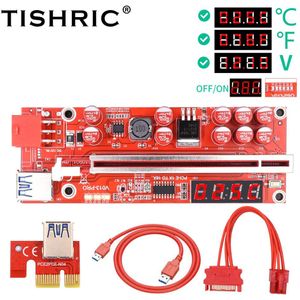 Tishric Pcie Riser 013 V013 Pro Pci-E 16x Riser Gpu USB3.0 Kabel Pci Express X16 W/Temperatuur Display voor Btc Mijnbouw