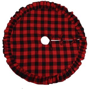 117Cm Kerstboom Rokken Zwart Rood Plaid Boom Rok Kerst Decoraties Voor Home Office Classic Xmas Decor Wijn Rood