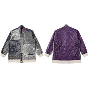 Gonthwid Bandana Paisley Patroon Japanse Kimono Vest Jassen Kleur Block Patchwork Katoen Gewatteerde Jassen Harajuku Casual Tops