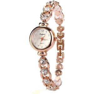 Gouden Armband Strass Horloges Luxe Elegante Dames Vrouwen Analoge Quartz Horloge Vrouwen Crystal Kleine Wijzerplaat Horloge Reloj