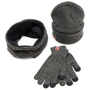 RUNMEIFA Mode Sjaal, hoed en Handschoen Sets Voor Man Solid Warm Sets Student Acryl Warm Winter driedelige Sets