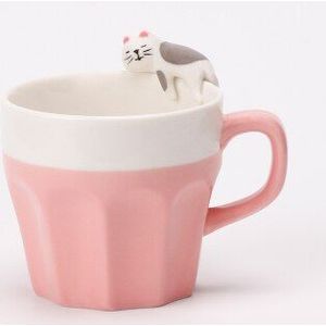 Japanse Kat Cartoon Mok Leuke Roze Meisje Creatieve Keramische Mok Met Handvat Canecas Kawaii Cup Taza Personalizada Koffie Mok 60