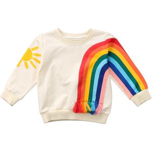 Baby Meisjes Kids Regenboog T-shirt Kleding Blouse Trui Sweatshirt Vest Lange Mouwen Katoenen Kleding