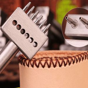 5 Stks/set 2 + 3 + 4 + 5 + 6 Prong Leather Craft Tool Set Rvs Gat Beitel graving Stiksels Punch Gereedschap Kit 4 Grootte Voor Kiezen