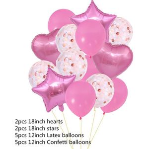 14Pcs Star Hart Helium Ballonnen Confetti Kleur Latex Ballonnen Gelukkige Verjaardag Bruiloft Festival Balon Party Decoraties Levert