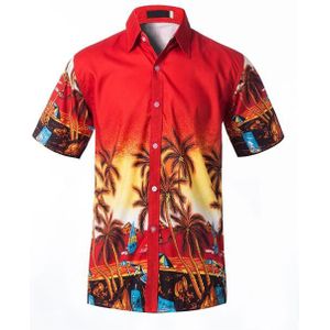 Zomer Heren Korte Mouw Beach Hawaiian Shirts Katoen Casual Bloemen Shirts Reguliere Plus Size 3XL Heren kleding Mode