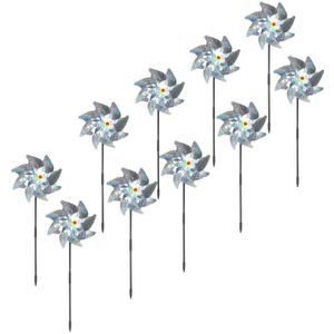 10Pcs Anti Vogel Windmolen Vogel Repeller Windmolen Sparkly Zilveren Pinwheels Vogel Afschrikmiddel Voor Outdoor Gazon Decor