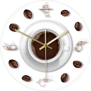 Koffie Hand Koffiebonen Wandklok Met Led Backlight Modern Cafe Koffie Mok Reloj De Pared Keuken Acryl Muur horloge