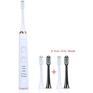 Komery Elektrische Tandenborstel Waterdicht IPX7 5 Modi 3 Intensiteiten 50,000 Slagen/Min 4 Stuks Dupont Vervanging Beste Tandenborstel