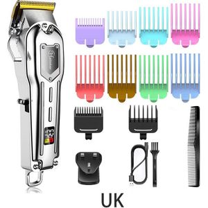Professionele Clipper Alle-Metalen Oplaadbare Tondeuse Voor Kapper Mannen Elektrische Baard Scheerapparaat Haar Snijmachine Led Display
