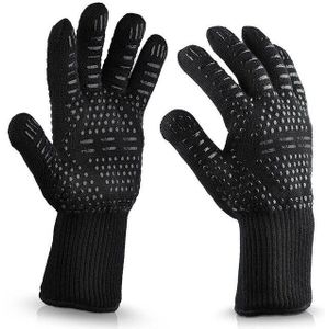 Bbq Handschoenen 300-500 Celsius Extreme Hittebestendige Voering Katoen Oven Voor Koken Vlamvertragende Anti-Gebroeid bbq Werk Handschoenen