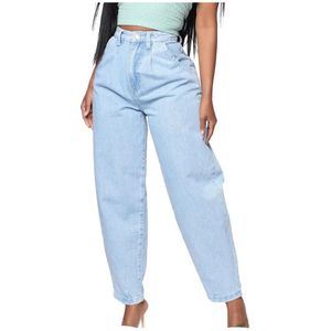 Vrouwen Streetwear Pocket Mom Jeans Hoge Taille Zip Loose Slouchy Jeans Zakken Boyfriend Broek Casual Dames Denim Broek JG3