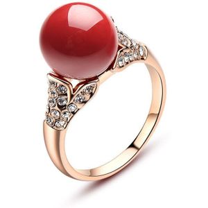 Kcaloe Vrouwen Ringen Mode Rose Goud Rode Kunstmatige Coral Trouwring Crystal Zirconia Eenvoudige Ring Anillo Compromiso