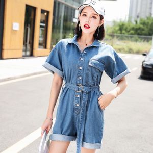 Mode Vrouw Zomer Shorts Korte Casual Blauw Jumpsuits Jeans Overall Vrouwen Jumpsuit Denim Overalls Shirt Rompertjes