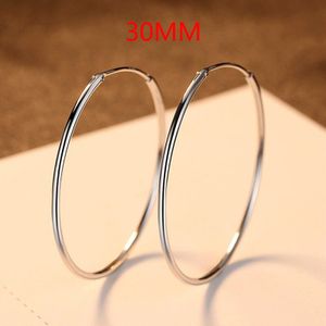 100% 925 Sterling Zilver Hoop Earring Voor Vrouwen Grote Ronde Cirkel Oorbellen Zilveren Sterling Sieraden