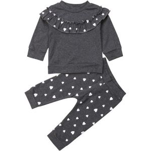 2 stks Baby Meisjes Kleding Set Herfst/Winter Dikke Warme Peuter Ruche T-shirt Tops + Leggings Broek Dot Pak outfit Kleding Set 0-4 t