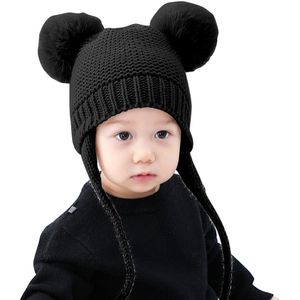 Leuke Peuter Kids Meisje Jongen Zuigeling Winter Warm Haak Muts Beanie Cap Zwart Roze Wit Grijs Beige