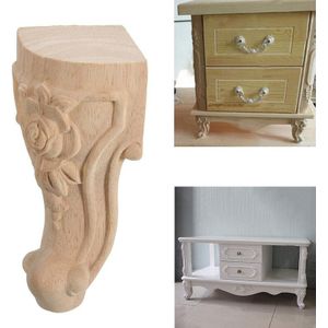 4PCS 10x6cm European Style Solid Wood Carved Furniture Foot Legs TV Cabinet Seat Feets