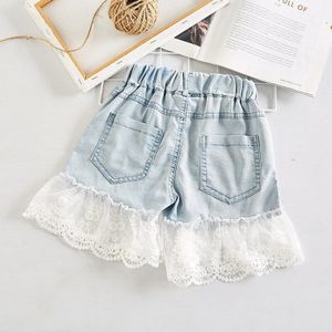 Zomer Meisje Shorts Meisje Korte Kids Meisje Korte Jeans Broek Mode Kant Patchwork Meisjes Bottom Broek 2 ~ 8 jr