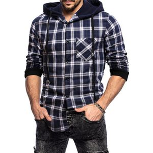 Mode Plaid Hoodie Sweatshirt Mannen Flanel Fleece Stijl Hip Hop High Street Casual Vest Lange Mouwen