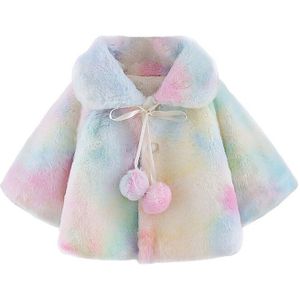 Mode Baby Meisje Tie-Dye Jas Bovenkleding Winter Lange Flare Mouw Warmwear Voor Peuter Streetwear Kinderkleding