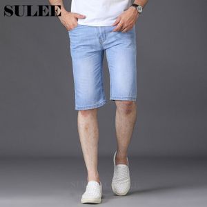 Sulee Zomer Mannen Denim Shorts Casual Slim Fit Elastische Jeans Korte Mannelijke Kleding