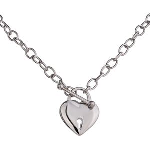 Yhpup Romantische Heart Lock Hanger Rvs Ketting Voor Vrouwen Temperament Metalen Textuur 18 K Plated Choker Ketting