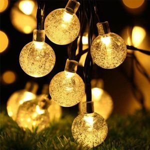 20 Leds Solar Lamp Kristallen Bal 5M Bubble Light Kerstverlichting Strip Waterdicht Decoratie Verlichting Voor Tuin Bruiloft outdoor